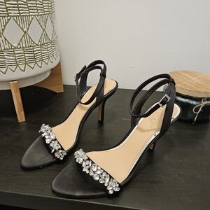 Badgley Mischka Black Heels with Crystal Accents